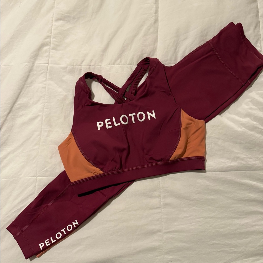 Peloton Maroon and Rust Activewear Set